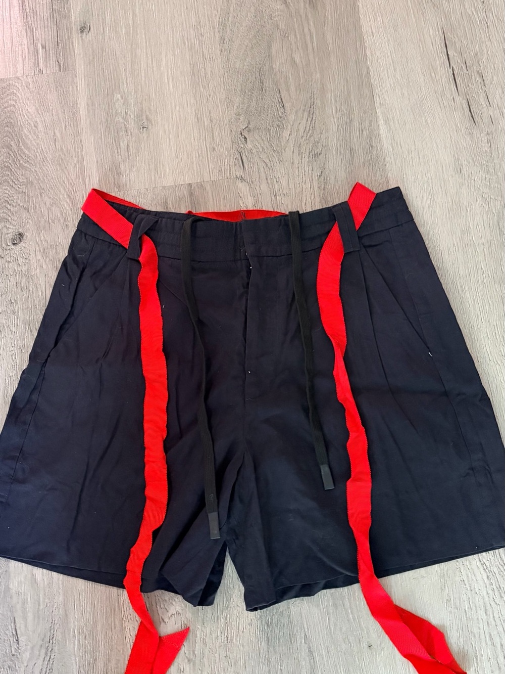Free People Black Athletic Shorts with Red Drawcords